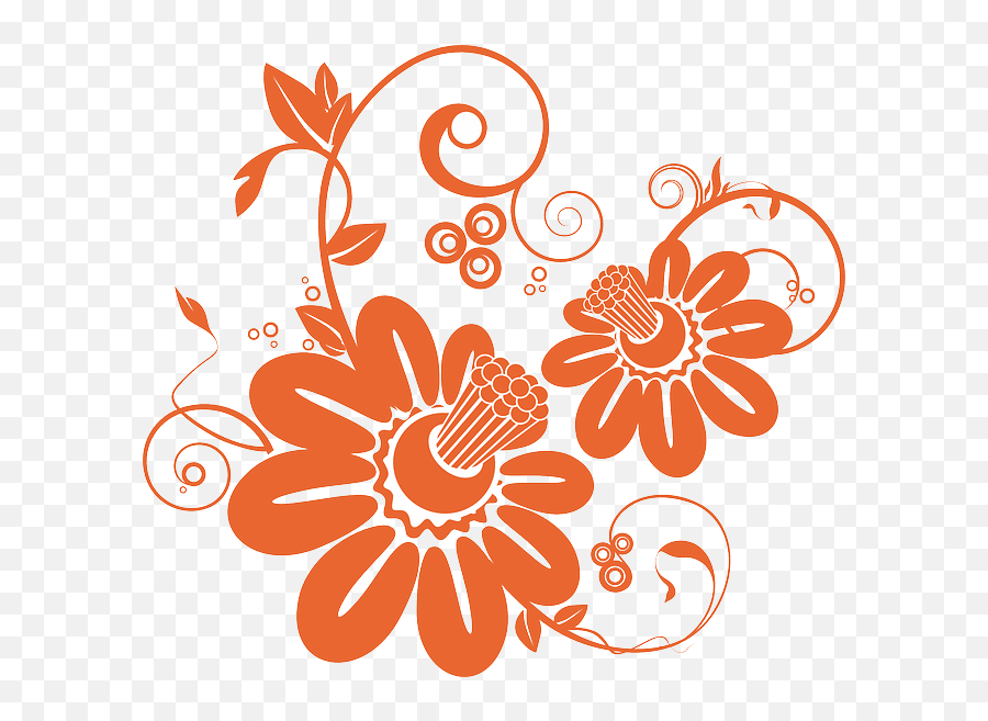 Floral Pattern Png Transparent - Orange Flower Vector Png,Bunga Png