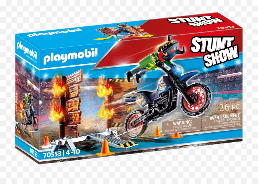 Stunt Show Motocross With Fiery Wall - 70553 Motocross Playmobil Png,Stunt Icon