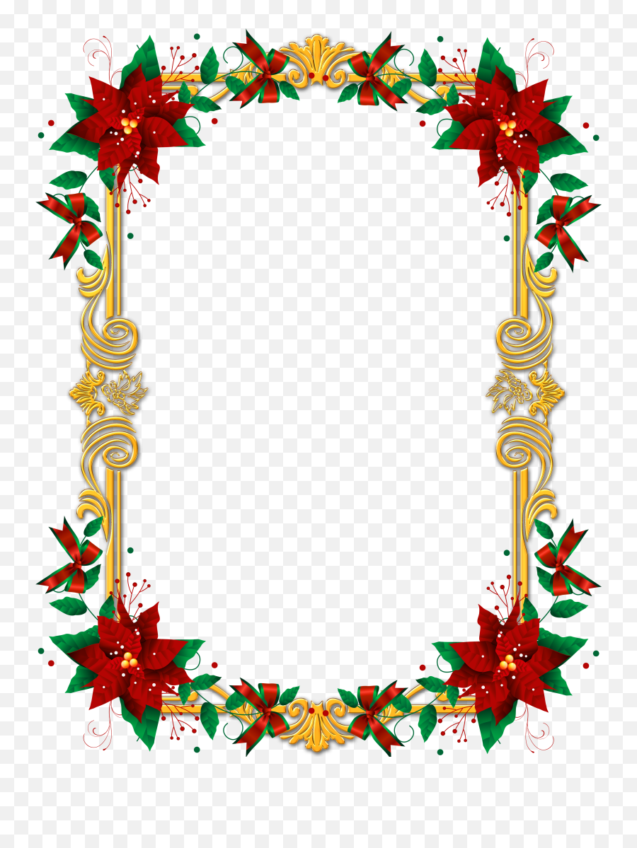 Jaqueline Del Moral Romero - Border Christmas Card Template Png,Poinsettia Png