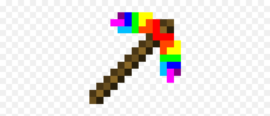 Rainbow Pickaxe - Transparent Minecraft Wooden Pickaxe Png,Minecraft Pickaxe Png