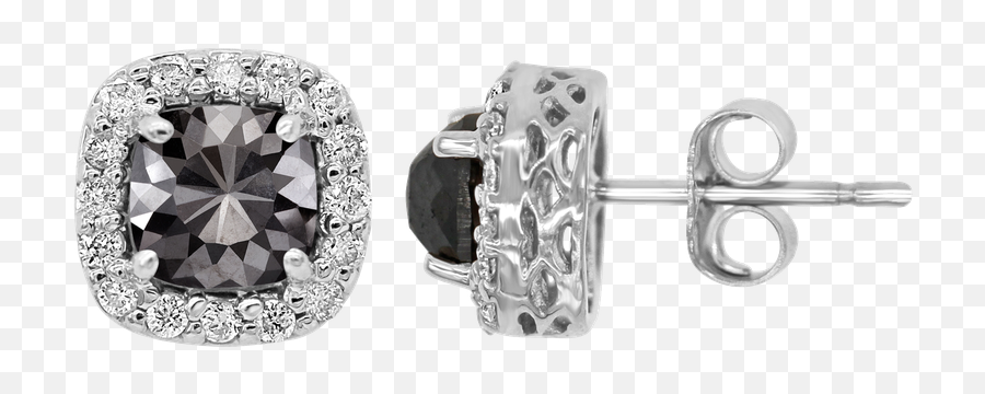 Wg 55ctw Cushion Cut Black Diamond Earrings - Solid Png,Diamond Earrings Png