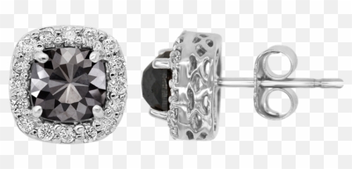Wg 55ctw Cushion Cut Black Diamond Earrings - Solid Png,Diamond Earrings Png
