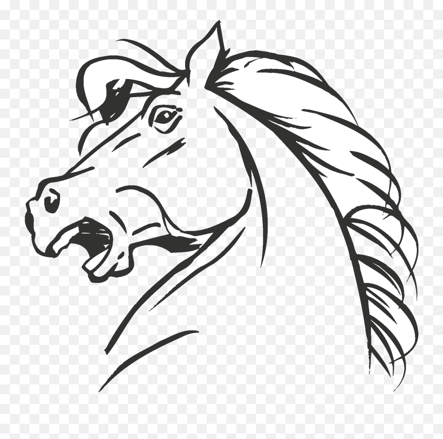 Horse - Headblackandwhitevectors002 Free Download Cabeza Dibujos De Caballos Png,Horse Head Png