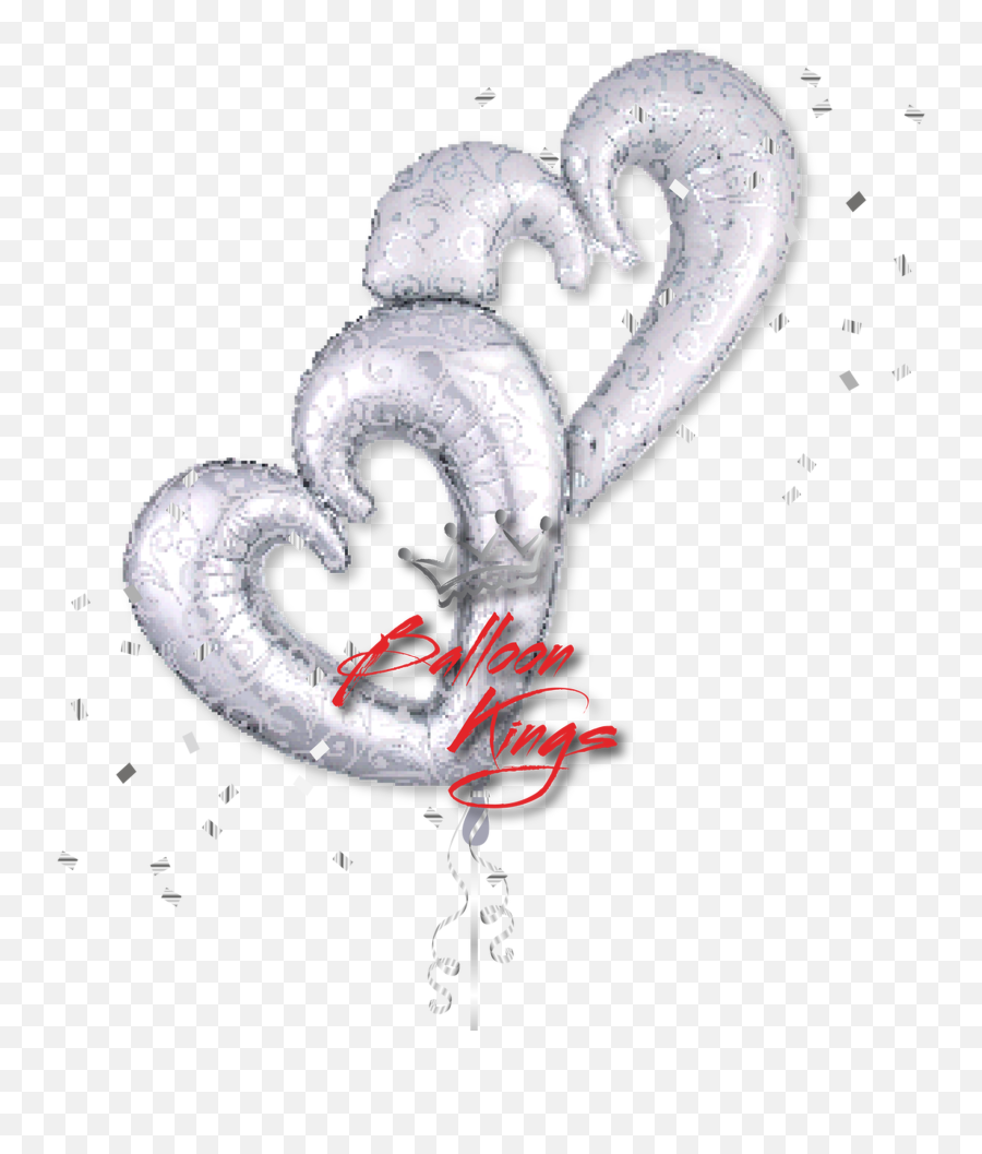 Interlocking Silver Hearts - Balloon Png,Silver Heart Png