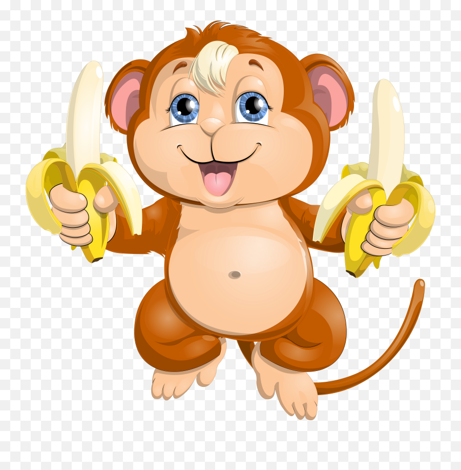 Cute Monkey With Bananas Png - Cartoon Monkey With Banana,Cute Monkey Png