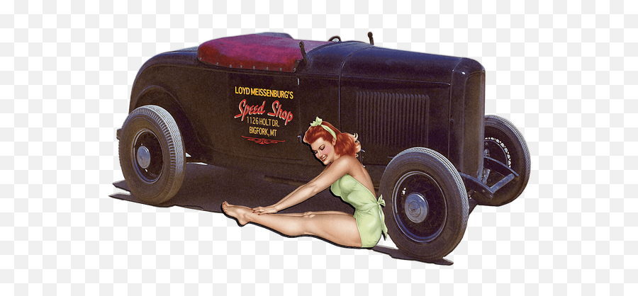 Speed Shop Pin - Up Sign Usa Lkw Track Mit Sexy Girl Hd Png,Hot Rod Png