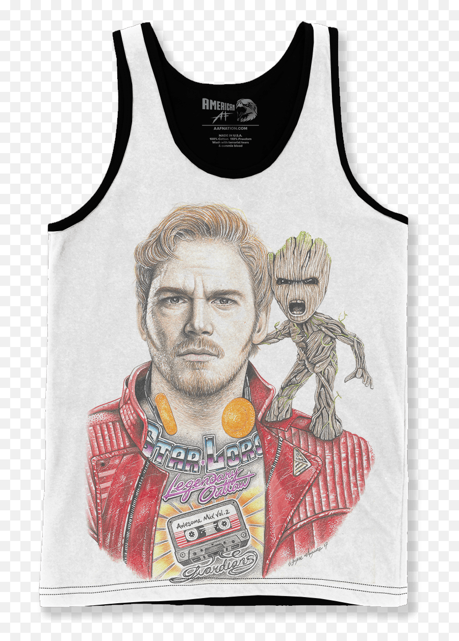 Inked - Star Lord U0026 Baby Groot American Af Aaf Nation Danny Trejo Tank Top Png,Star Lord Transparent