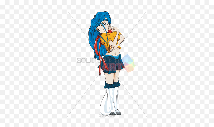 Stock Illustration Of Anime Character Blue Haired Girl Checking Pulse - Illustration Png,Anime Character Png