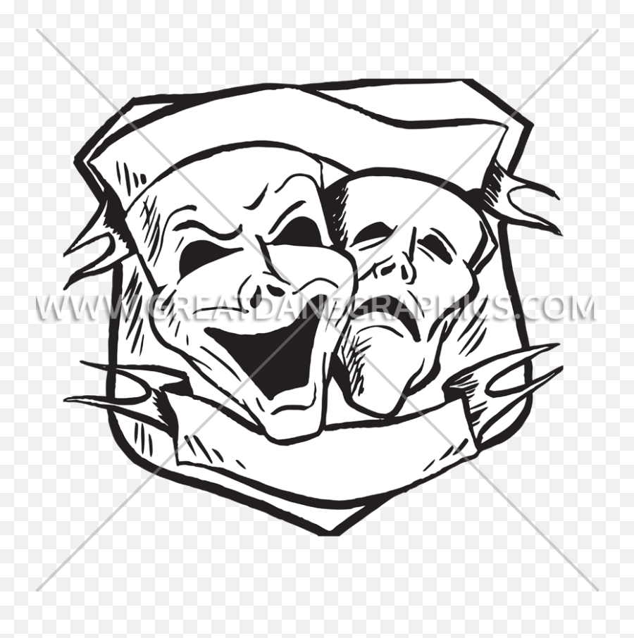Theater Drama Masks Production Ready Artwork For T - Shirt Clip Art Png,Drama Mask Png