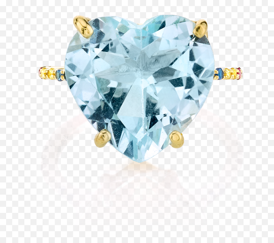 Blue Topaz And Rainbow Heart Ring - Solid Png,Rainbow Heart Png