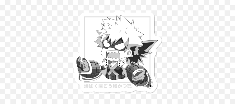 Best Cartoon Stickers Design By Humans - Anime Png,Black And White Bakugou Icon