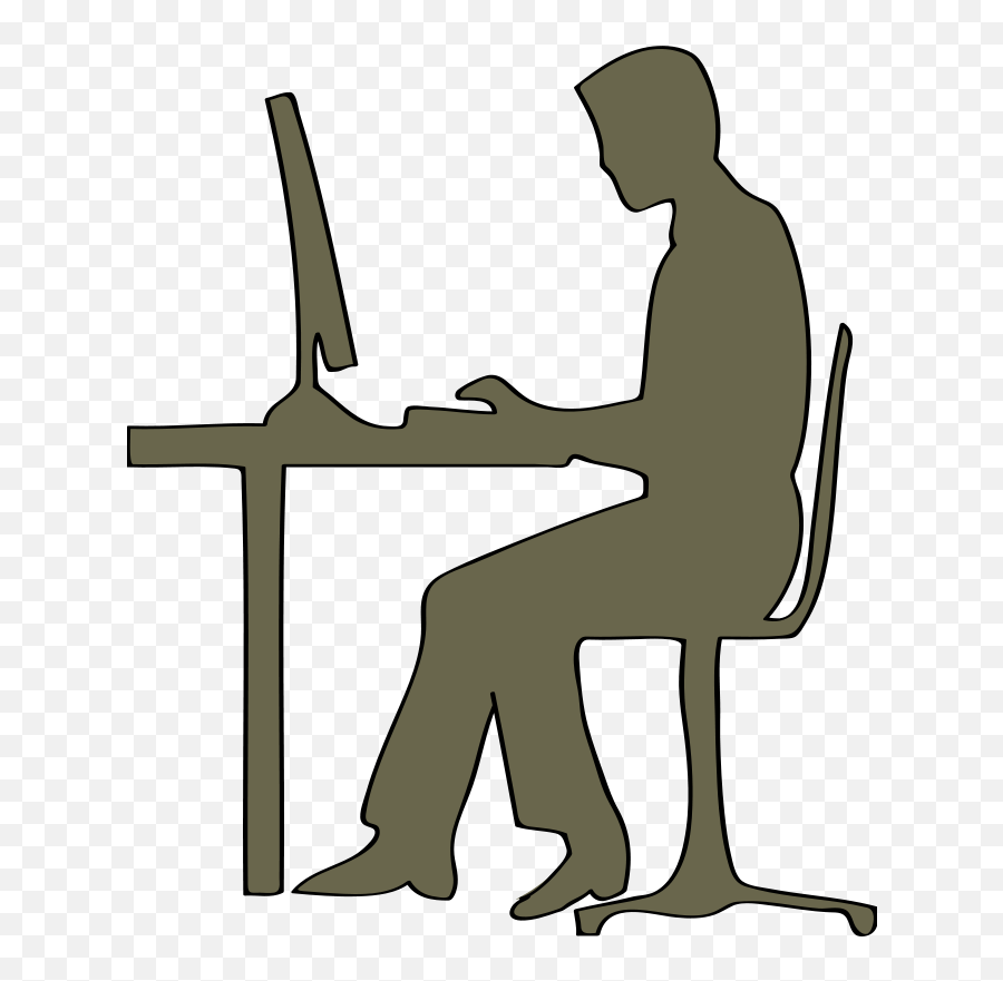 Person Sitting Silhouette Png - Man Sitting At Computer Person Sitting At Desk,Computer Clipart Png