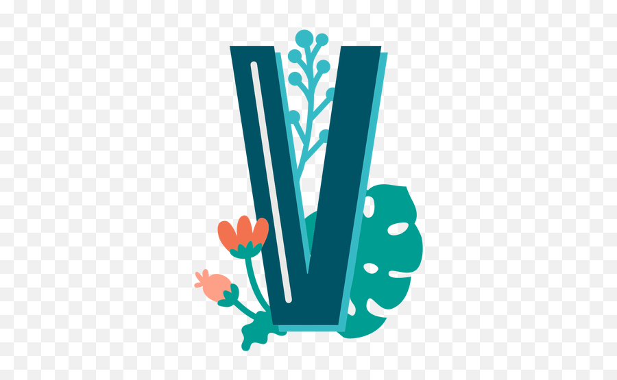 Tropical Decorated Capital Letter V - Transparent Png U0026 Svg Tropical Number 1,Letter V Png