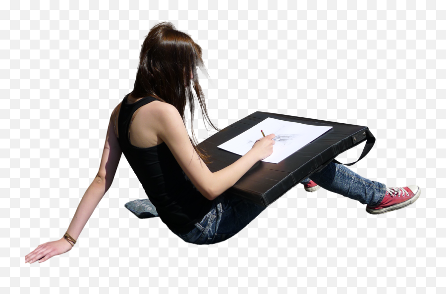 Clipped - Cut Out People Drawing Png,Girl Sitting Png