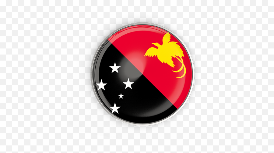 Round Button With Metal Frame Illustration Of Flag Papua - Papua New Guinea Flag Circle Png,New Button Icon