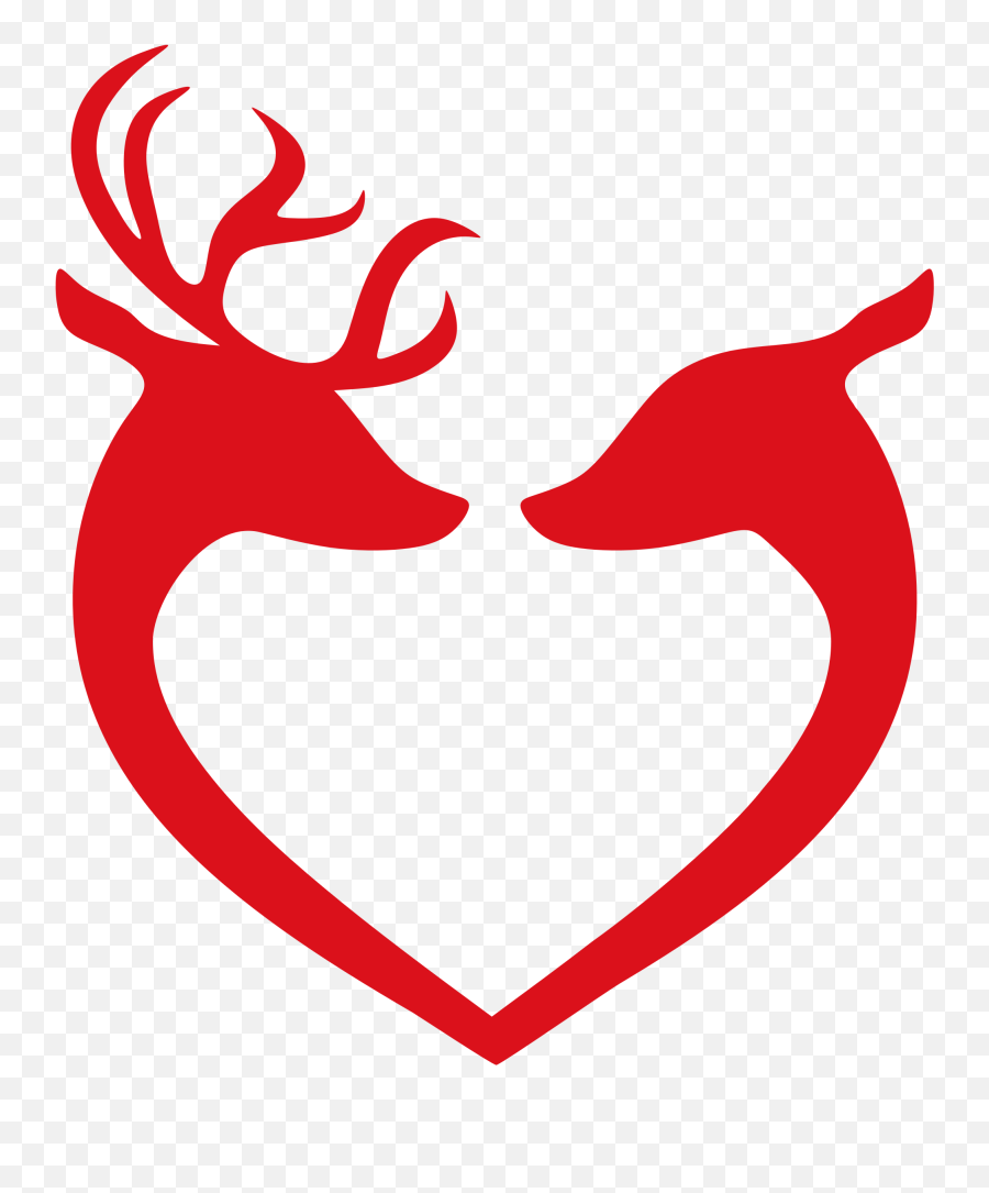 Reindeer Clipart Couple - Deer Head Silhouette Png Deer Couple Heart,Deer Head Png