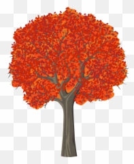 Arbol Clipart Arbre - Tree Cartoon Autumn Cartoon Tree Red Png,Arbol Png