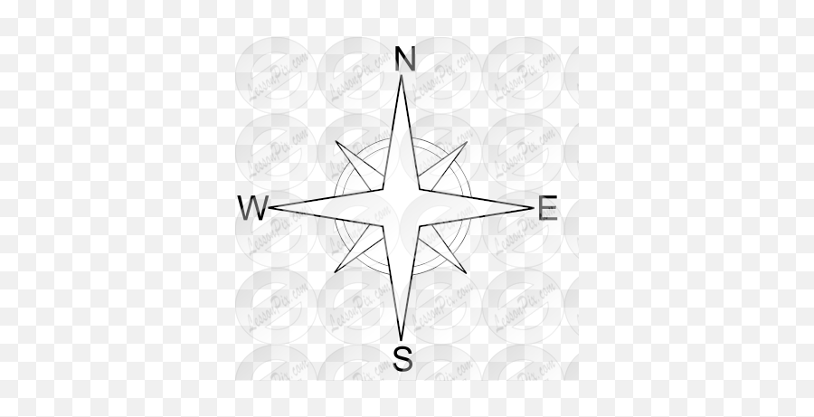 Compass Rose Outline For Classroom Therapy Use - Great Language Png,Rose Outline Png