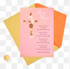 Download Hd Floral Cross He Is Risen Religious Easter Card - Wedding Invitation Png,He Is Risen Png