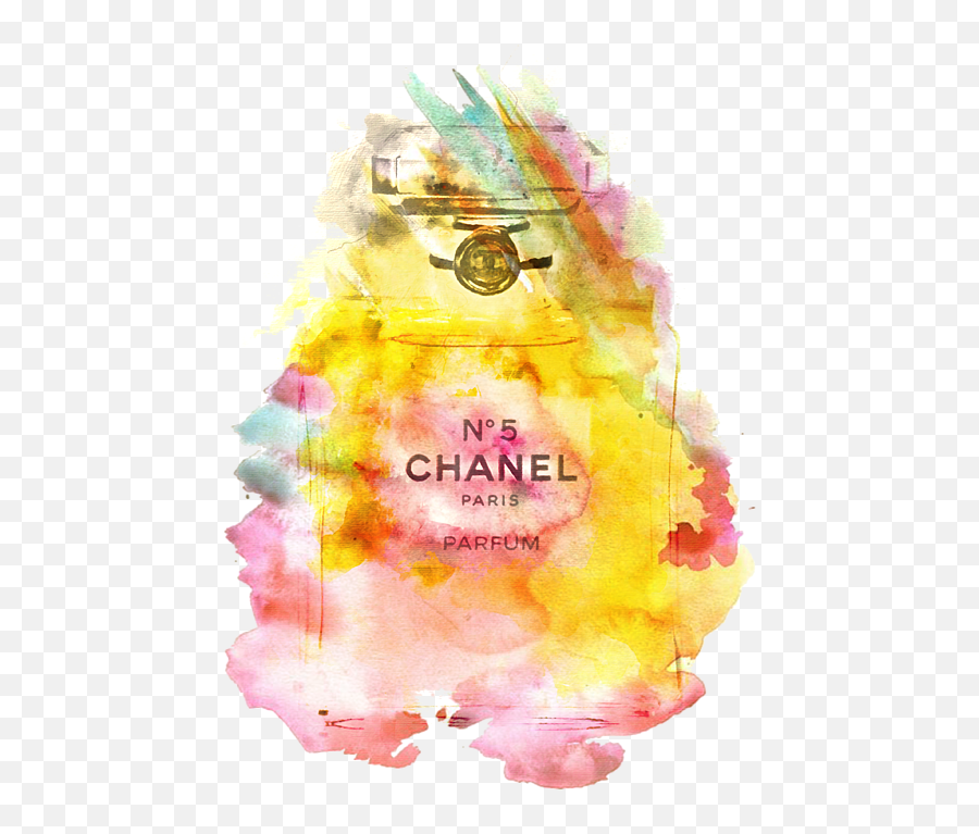 Chanel No 5 Watercolor Poster 4 Transparent Image - By Diana Van Throw Pillow Chanel Png Water Color,Chanel No 5 Logo