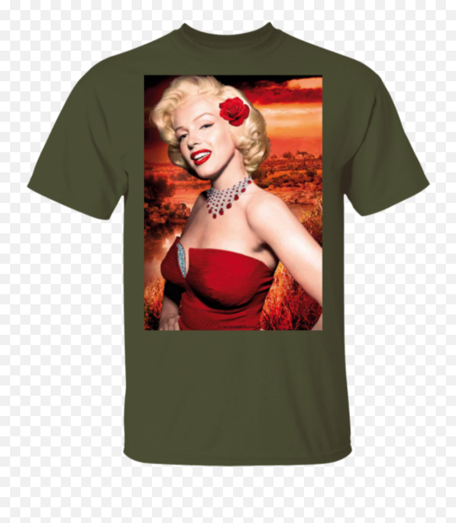 T - Shirt Marilyn Monroe Red Dress Flower Icon Poster Girl Marilyn Monroe Color Posing Png,Red Flower Icon