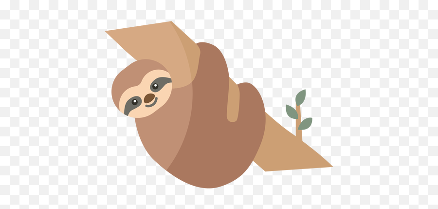 Sloth Branch Leaf Tree Flat - Illustration Png,Sloth Transparent Background