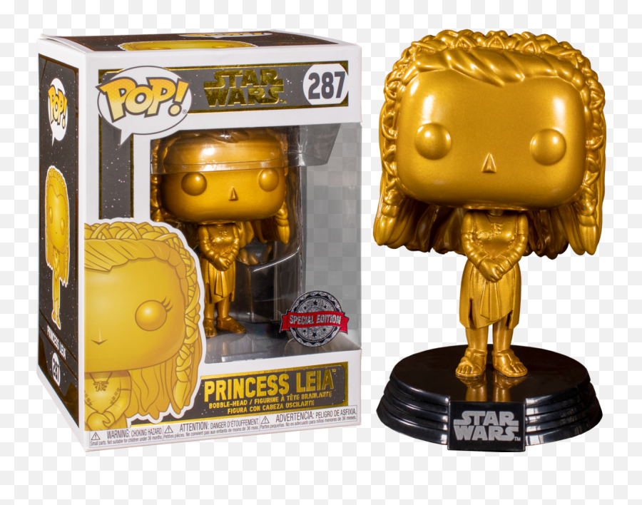 Funko Pop Star Wars - Princess Leia Metallic Gold 287 Star Wars Metallic Gold Pop Png,Leia Png