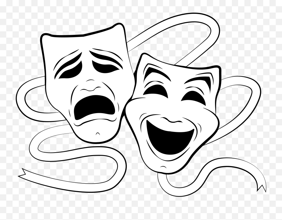 Drama Mask Clipart - Theatre Mask Sad Happy Png,Drama Masks Png