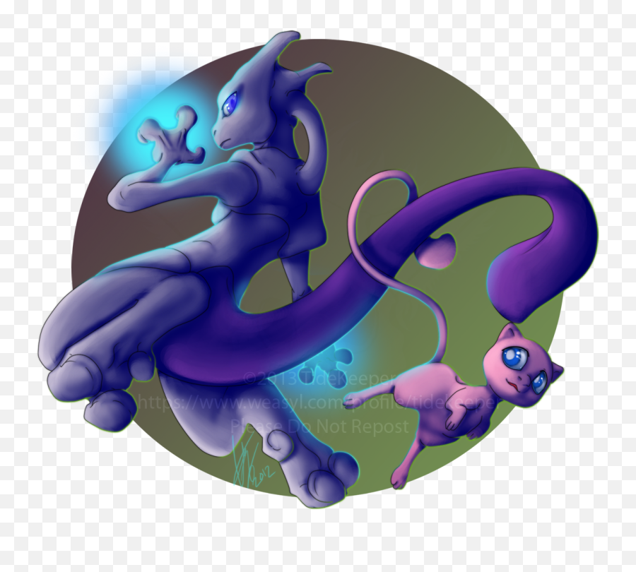 Pokemon - Mewtwo And Mew U2014 Weasyl Cartoon Png,Mew Png