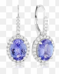 18ct White Gold Oval Tanzanite Earring - Earrings Png,Png Jewellers