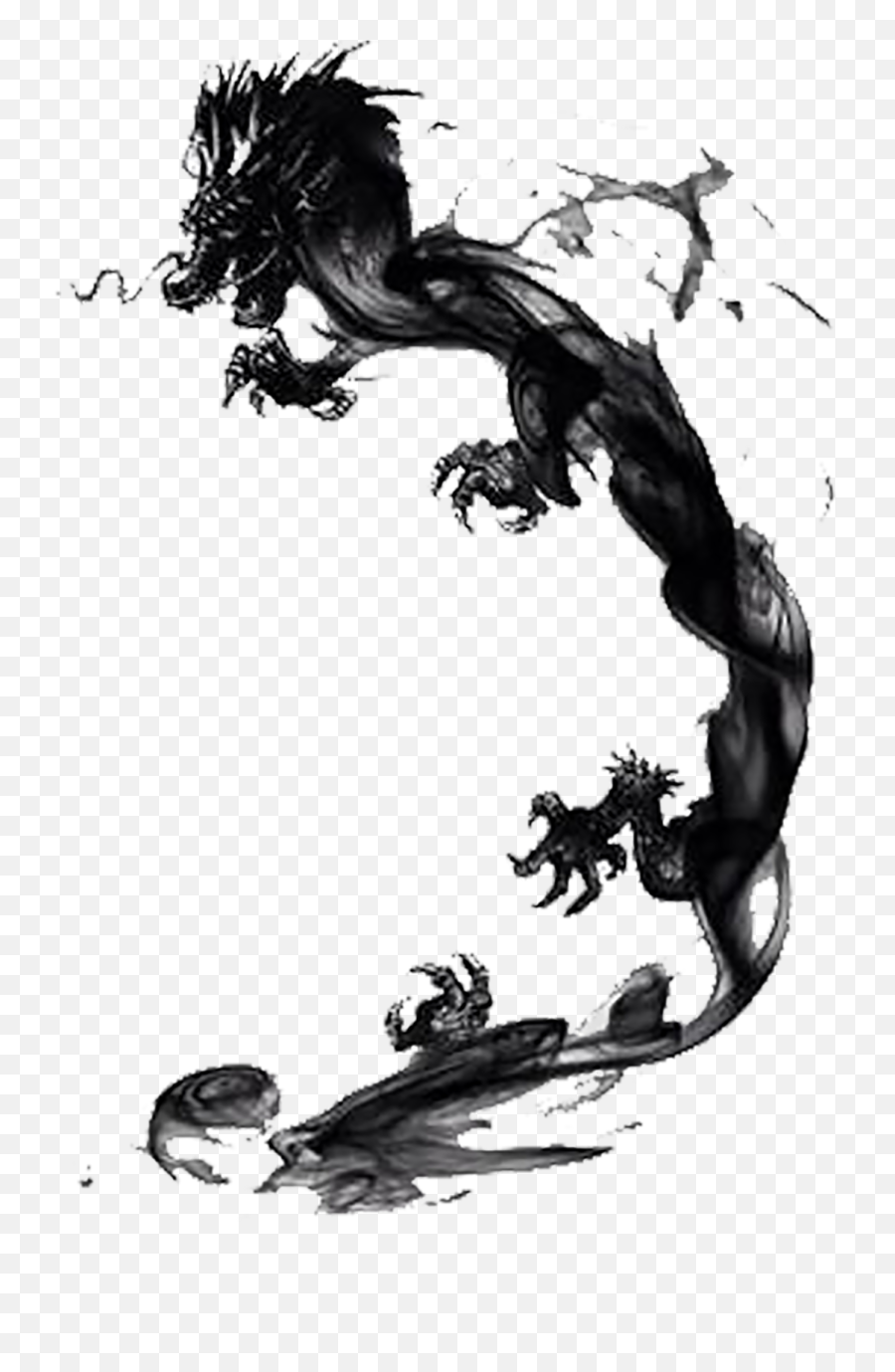 Drawing Chinese Black And White - Black Ink Chinese Dragon Chinese Dragon Drawing Ink Png,Black Ink Png