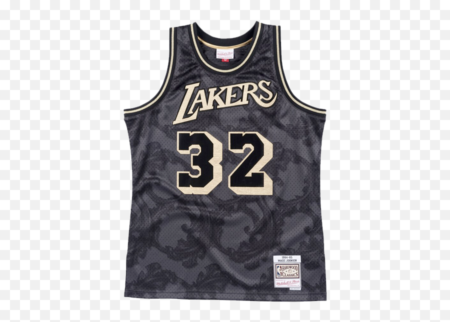 Los Angeles Lakers Magic Johnson Gold - Lakers Mitchell And Ness Black Jersey Png,Magic Johnson Png