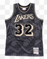 Los Angeles Lakers Magic Johnson Gold - Lakers Mitchell And Ness Black Jersey Png,Magic Johnson Png