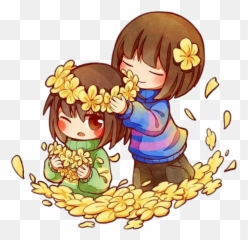 Download Freetoedit Cute Kawaii Undertale Flower Flowey - Cute Undertale Frisk And Chara Png,Flowey Png