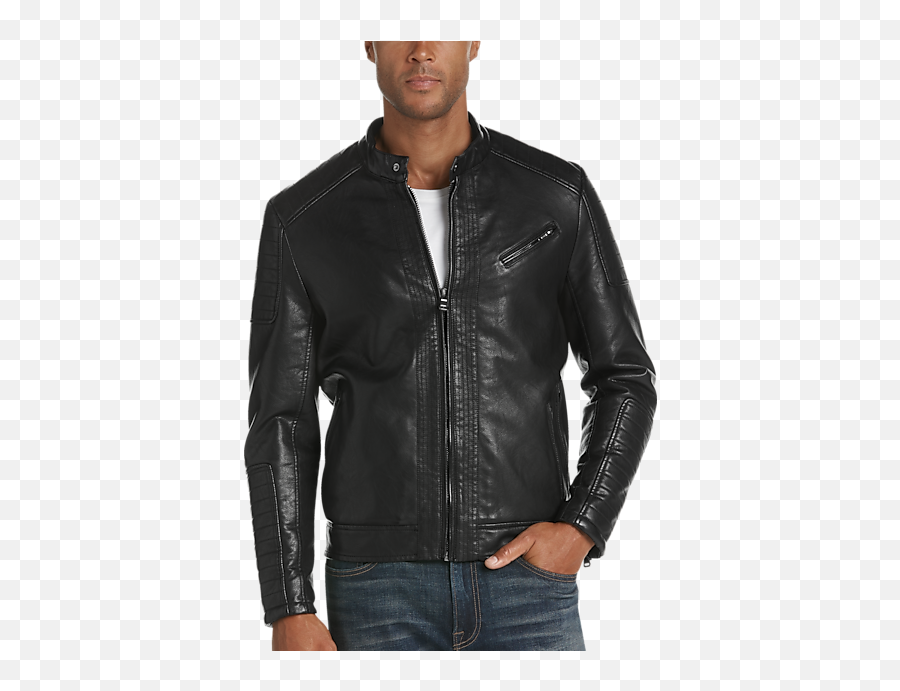 Pronto Uomo Black Modern Fit Faux Leather Moto Jacket - Long Sleeve Png,Icon Mens Leather Motorcycle Jacket