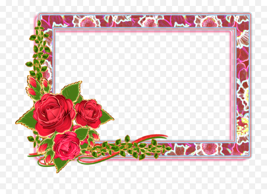 Png Frame With Flowers - Flower Background Frame Png,Frame Png Transparent