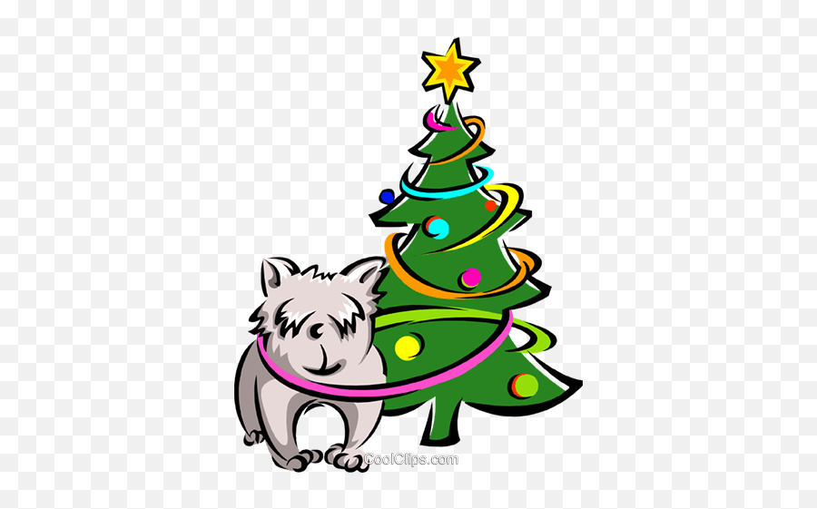 Dog And Christmas Tree Royalty Free Vector Clip Art - Arvore De Natal De Cachorro Png,Christmas Tree Vector Png