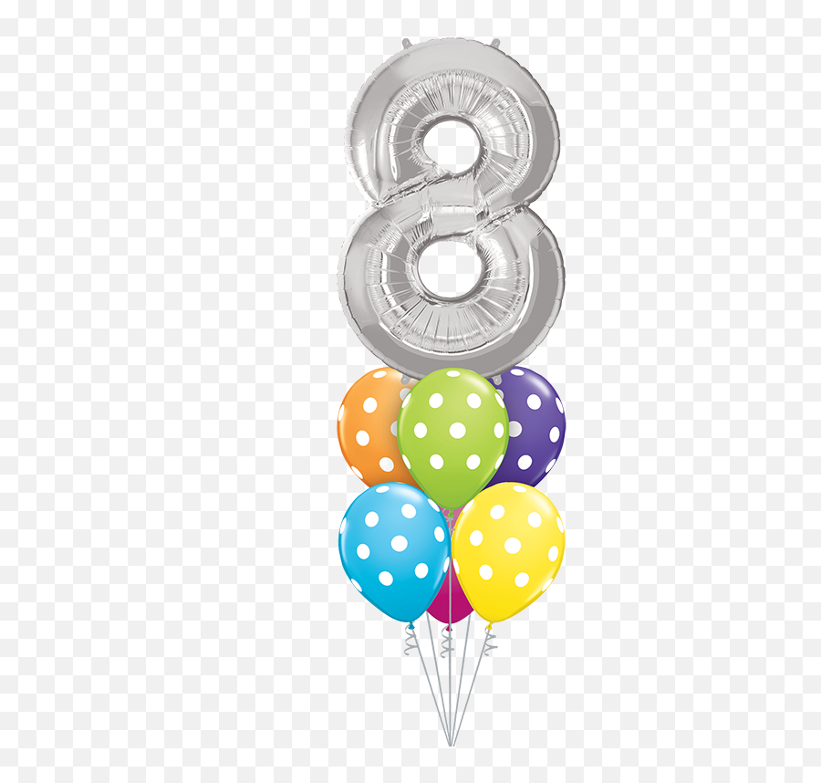 Age 8 Polka Dots Luxury - Birthday Balloon Bouquet For Adults Png,Polka Dots Png