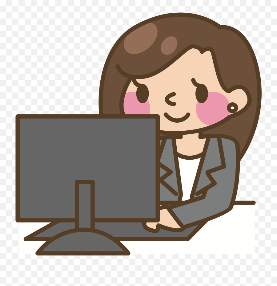 Female Computer User Big Image Png - Typing On Computer,Typing Png