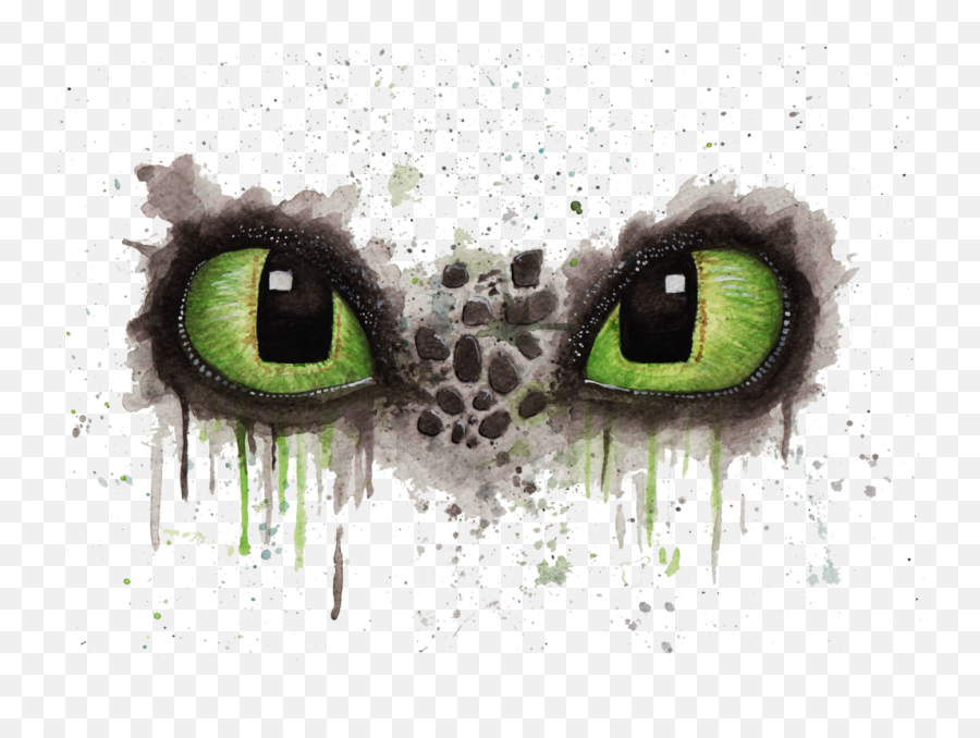 Toothless Eyes In Watercolour By - Night Fury Cute Toothless Drawing Png,Toothless Png
