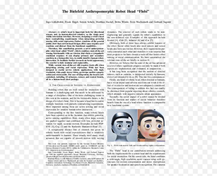 Pdf The Bielefeld Anthropomorphic Robot Head Flobi Frank - Document Png,Robot Head Png