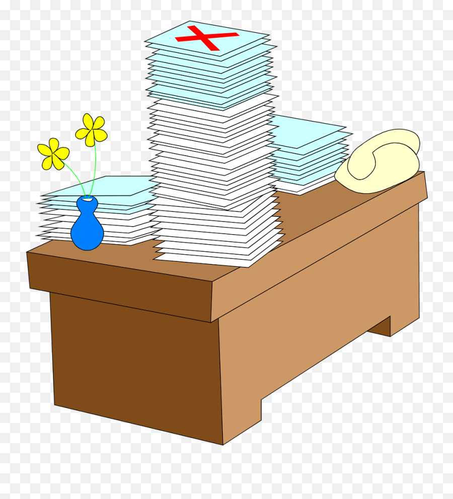 Clipart Teacher Desk - Cartoon Papers On Desk Png,Stack Of Papers Png