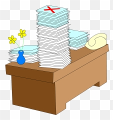 Clipart Teacher Desk - Cartoon Papers On png