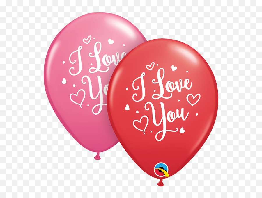 11 Latex Red And Rose I Love You Hearts Script 50 Count - Balloon Png,Heart Balloons Png