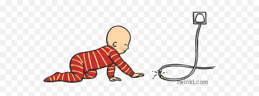 Baby Crawling Near Frayed Wire Illustration - Twinkl Crawling Png,Wire Png