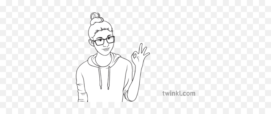 Girl Doing Ok Hand Sign General People Student Tennager Good - Christmas Pudding Drawing Line Png,Ok Hand Sign Transparent