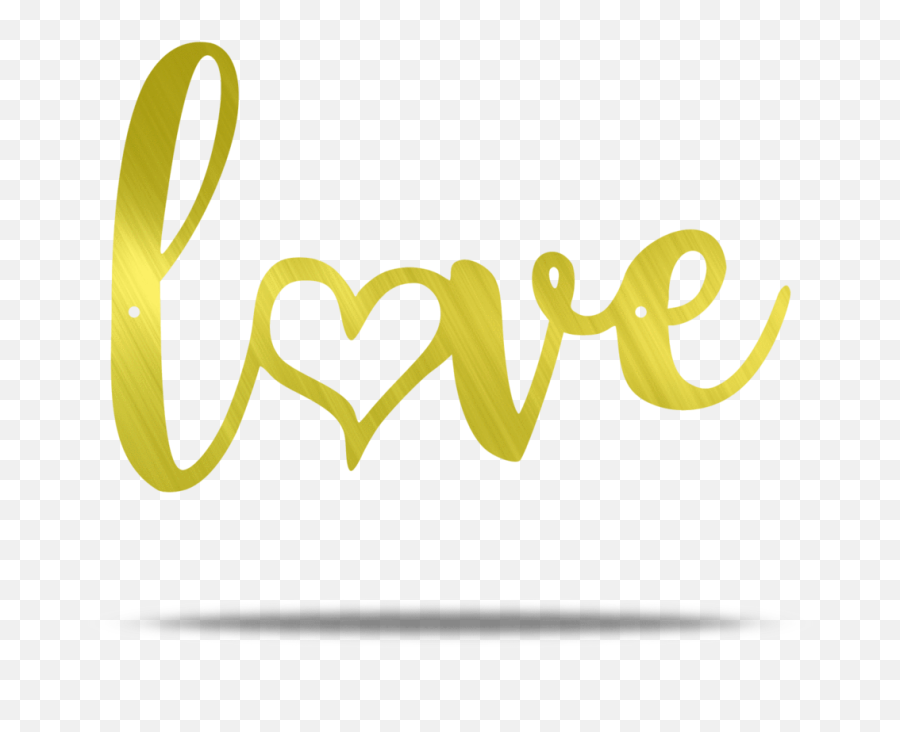 Love Heart Text Metal Wall Sign - Gold Love Sign Png,Love Png Text