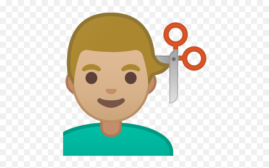 U200d Man Getting Haircut Medium - Light Skin Tone Emoji Cartoon Raise Hand Icon Png,Cut Hear Scissor Icon