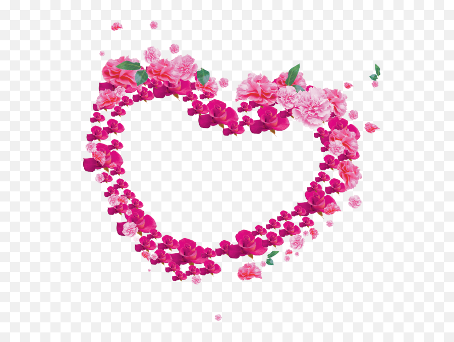 Download Flower Heart Frame Png And For - Pink Flower Heart Png,Heart Frame Png