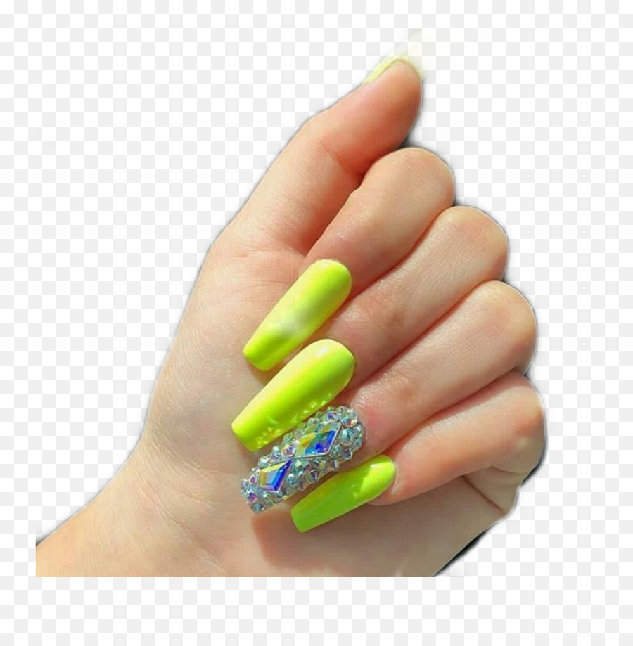 Nails Neon Green Pngs Png Stickers Sticker - Green Nails Png,Manicure Png